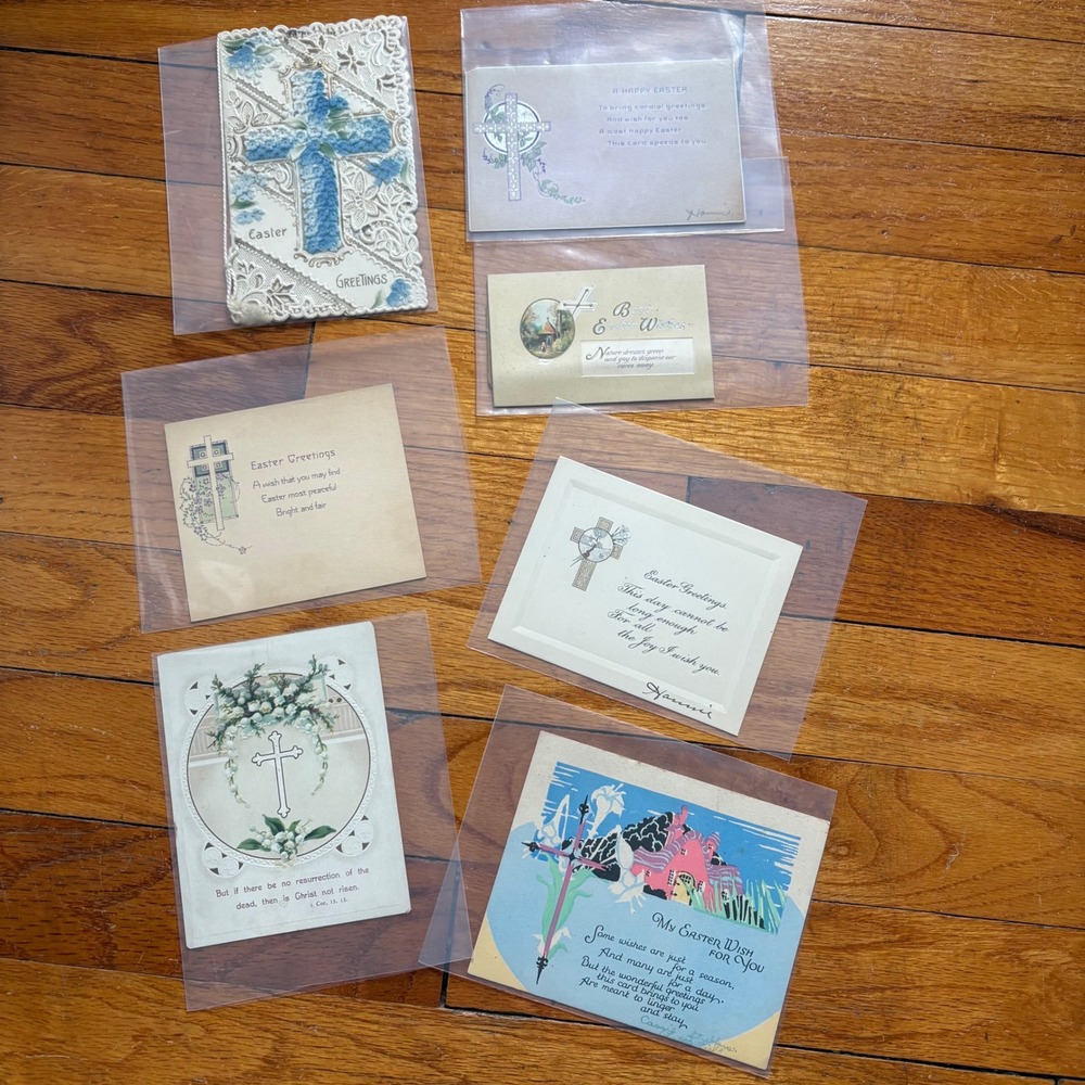Vintage Greeting Cards Multicolor Religious Easter Lot of 7